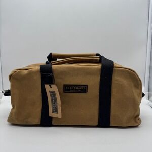 Readywares Waxed Canvas Small Utility Bag Tan Brown Brass Zip UB-1299 NEW